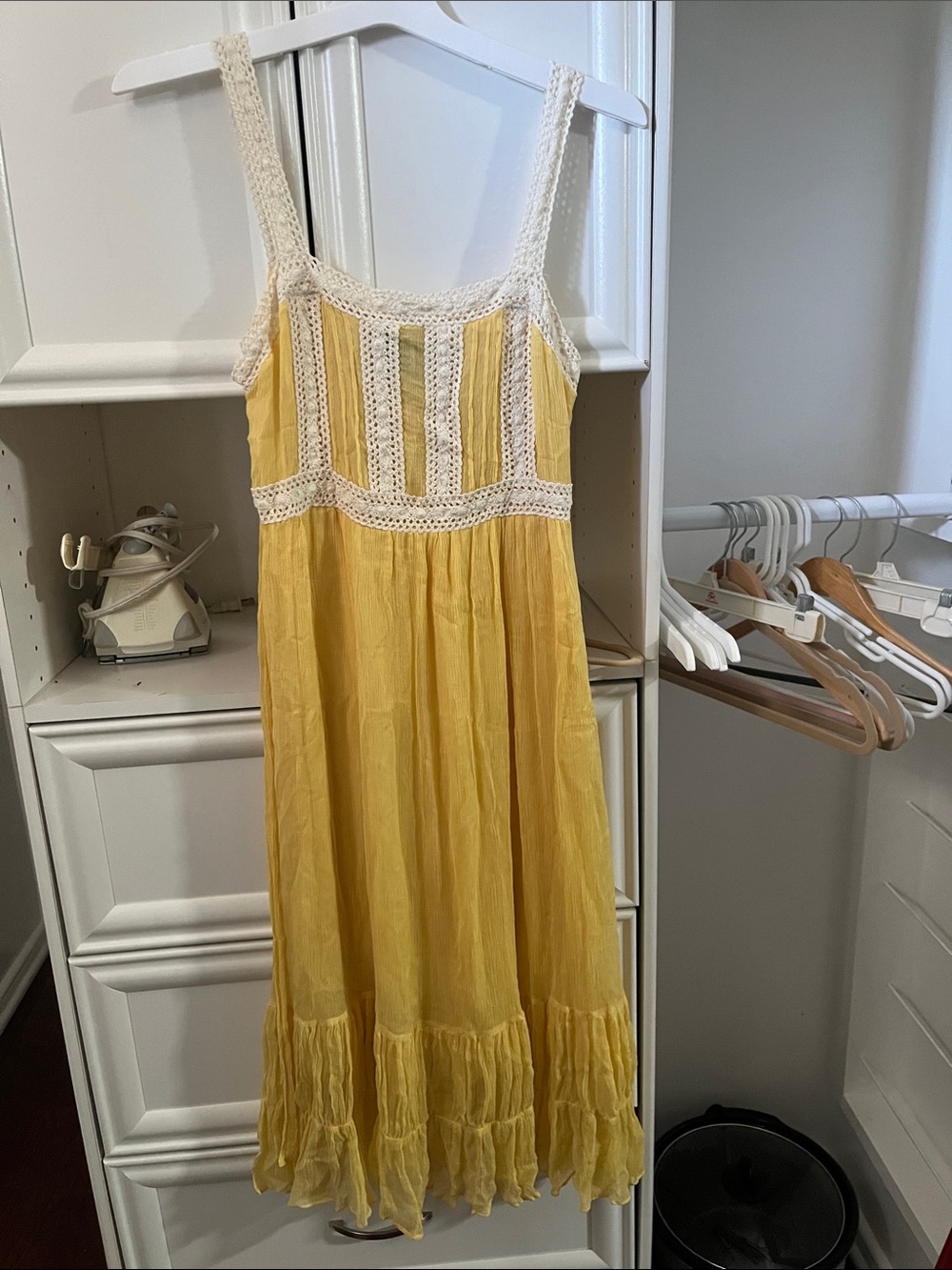Yellow Crochet Trim Maxi Dress